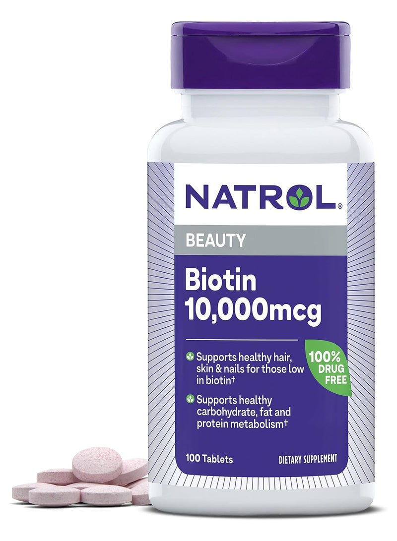 Natrol Biotin Beauty 10000 mcg - 100 Tablets Packaging May Vary - Image 1